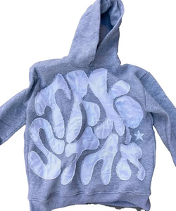 Sweats à capuche de broderie de détresse pour hommes personnalisés de haute qualité Sweats à capuche thermiques unisexes Logo personnalisé Sweats à capuche de broderie de détresse unie pour hommes - Product Image 4