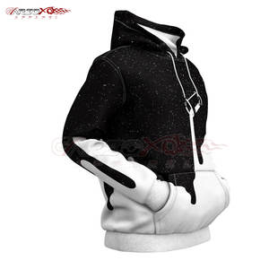 Sweat à capuche de sublimation léger pour hommes d'hiver avec motif imprimé ourlet en tricot côtelé couleur et logo personnalisables tissu polaire - Product Image 3