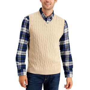 <b>Men</b> Sleeveless Jacquard Cardigan Custom Design Knit <b>Vest</b> Fashion Casual Outerwear OEM ODM Bulk Wholesale - Product Image 2