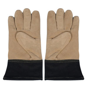 Guantes de soldadura de cuero OEM de una sola Palma a sus especificaciones personalizadas, agregue su nombre o diseño, guantes de pedido a granel para hombres - Product Image 3