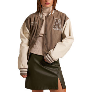 Vestes de baseball personnalisées de haute qualité pour femmes Vestes Letterman pour Offre Spéciale avec manches en cuir véritable pour femmes - Product Image 1