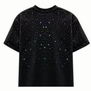 OEM Rhinestone camisetas hombres venta al por mayor verano manga corta Rhinestone Camiseta 100% algodón, camiseta para hombres, ajuste suelto, impreso - Product Image 2