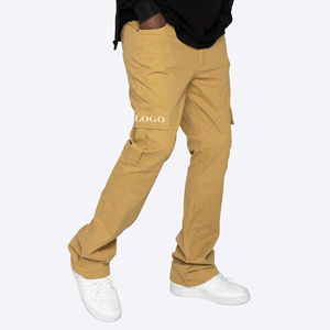 Nuevo diseño caqui Cargo Flare pantalones de alta calidad para hombres ropa de calle personalizada de moda peso ligero 100% algodón pantalones acampanados de gran tamaño - Product Image 2