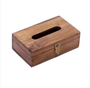 Caja de pañuelos de madera de fabricante profesional al por mayor, caja de almacenamiento de servilletas de papel tisú para el hogar, caja de pañuelos de madera maciza - Product Image 1