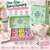 Boîte alimentaire en papier personnalisée avec logo imprimé pour donuts, gâteaux, cupcakes, pâtisseries, biscuits, hamburgers, bento, repas à emporter, emballage pour boulangerie