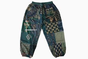 Pantalones de harén de rayón de verano unisex estilo bohemio hippie ropa de Festival cómoda de retazos verdes con bolsillos delanteros planos - Product Image 4