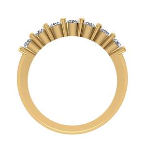 Bague de luxe à trois rangs de diamants ronds et baguettes en or 10 carats, pierre de laboratoire, bague statement pour femmes, bijoux fins - Product Image 4