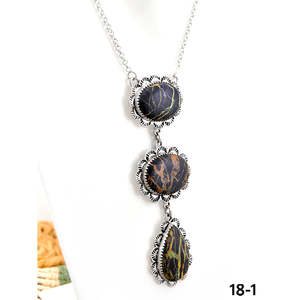 Collier en argent sterling plaqué or et turquoise noir style sud-ouest, chaîne à maillons bohème avec motif numérique, cadeau pour elle - Product Image 3