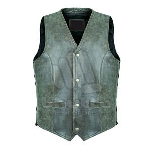 Gilets en cuir pour hommes de style rétro vintage, couleur unie, respirants, personnalisés, de haute qualité, coupe ajustée, décontractés, coupe-vent, automne - Product Image 1