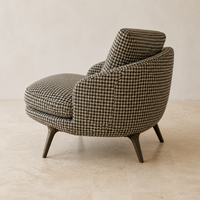 Fauteuil enveloppant en tissu pied-de-poule personnalisé, fauteuil d'appoint moderne pour hôtel, villa, appartement