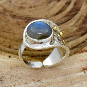 Labradorita de Fuego Azul Natural, joyería de estilo bohemio, piedra preciosa de Plata de Ley 925 sólida, anillo de joyería hecho a mano, joyería de sello 925 - Product Image 2