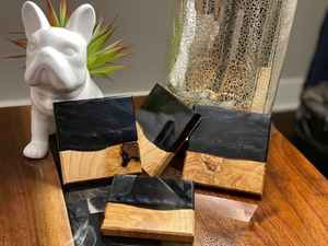 ถาดรองแก้วทำจากเรซินไม้อีพ็อกซี่สี่เหลี่ยมใช้ตกแต่งบาร์บ้านทำความสะอาดง่าย - Product Image 4