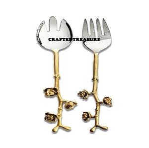 Juego de Cubiertos de acero inoxidable con mango de diseño martillado dorado, esparcidor Manual de mantequilla de queso para restaurante, Hotel, uso de servicio - Product Image 6