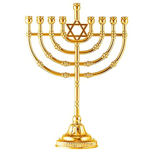 Venta al por mayor creativa Metal Menorah con estrella 9 rama tono dorado candelabro portavelas para la decoración del hogar y la celebración - Product Image 3
