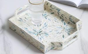 Plateau en incrustation de nacre de haute qualité Plaques de chargeur OEM Variété de modèles Plateaux de service décoratifs personnalisés pour le Ramadan - Product Image 3