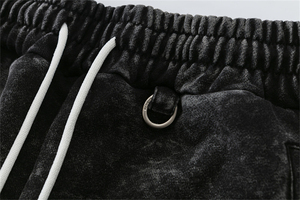 Pantalones de chándal de peso pesado lavado Vintage con logotipo personalizado cordones parte inferior elástica algodón francés Terry pantalones holgados hombres Joggers - Product Image 5