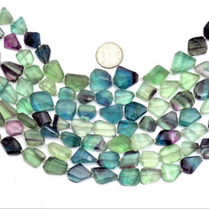 Cuentas de pepitas de fluorita AAA facetadas de 16mm-20mm, cuentas de piedras preciosas semipreciosas de fluorita Natural, cuentas raras caídas para la fabricación de joyas - Product Image 1