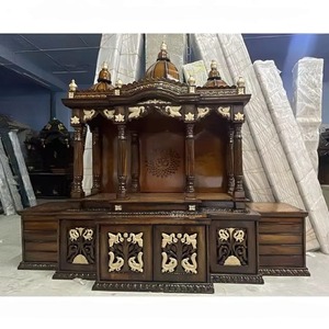 Altares Personalizados de Madera de Teca para Hogares Tradicionales, Mandir Swaminarayan Pooja a Precios de Mayoreo, Gabinete de Almacenamiento de Gran Tamaño - Product Image 1