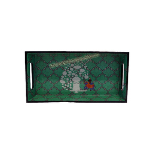 ถาดไม้สี่เหลี่ยมพร้อมที่จับสำหรับเสิร์ฟอาหารผลไม้ขนมกาแฟ - Product Image 2