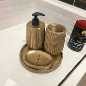 Vintage Bathroom Accessories With Round Tray Showy Soap Dispenser Toothbrush Holder Luxury <b>Bath</b> Decoration New Home Gift - Product Image 1