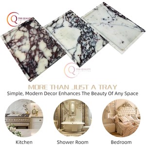 Vaisselle de table en marbre Plateau de service alimentaire Design moderne Vente à chaud Plateau de service de fruits pour mariage Forme rectangulaire sans poignée - Product Image 5