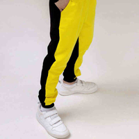 Ensemble de survêtement d'hiver pour enfants, jaune avec blocs de couleur blanc et noir, sweat-shirt et pantalon de jogging, deux pièces, vêtements de sport décontractés, 100% coton
