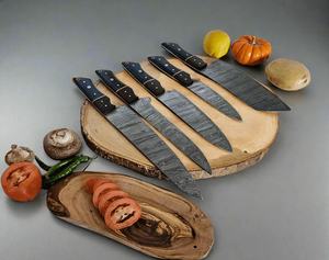 Ensemble de 5 couteaux de chef en acier Damas |   Ensemble de couteaux de cuisine ambidextres écologiques de qualité supérieure, manches en bois |   OEM Vente en gros Personnalisé - Product Image 3