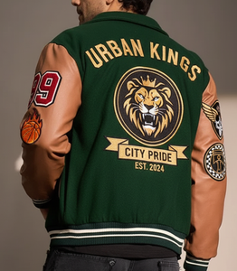 เสื้อแจ็กเก็ตผ้าฝ้ายสีเขียว | เสื้อแจ็กเก็ตคอปกตั้งของผู้ชายแบบพรีเมี่ยม - Product Image 2