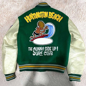 Hip Hop Streetwear Chaqueta de gran tamaño Varsity Logo personalizado en relieve Oso Parche Algodón Letterman Chaqueta de béisbol para los hombres - Product Image 6