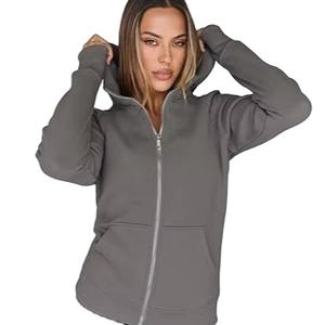 Chaquetas de lana con cremallera para mujer de alta calidad Sudaderas con capucha de gran tamaño - Product Image 1