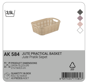 3.5L Léger Respirant PP Plastique Injection Rectangle Panier de Rangement Ensemble Pratique Polyvalent Conception Cuisine Blanchisserie - Product Image 2