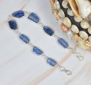 Top Fashion Design Kyanite Gemstone 925 Sterling Bijoux en argent massif Lunette Réglage Mode Bracelets réglables De L'exportateur - Product Image 3