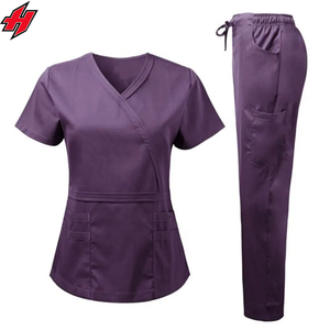 Hospital personalizado elegante Spa uniforme Multi bolsillos mujeres cómodo tejido médico uniforme conjunto enfermería uniformes para mujeres - Product Image 1
