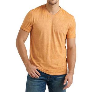 Logotipo personalizado de alta calidad de secado rápido con cuello en V camisetas hombres 100% algodón en blanco impreso camiseta para ropa de hombre de talla grande - Product Image 1