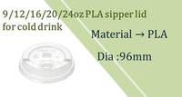 Couvre-gobelet en plastique PLA compostable durable, transparent, anti-fuite, pour gobelets de 96 mm de diamètre, capacité de 9 à 24 oz