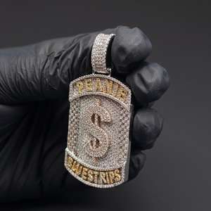 Luxury <b>Iced</b> Dollar Logo Letter Moissanite Pendant 925 Silver Hip Hop Trendy Personalized Fine Jewelry Pendants Charms Unisex - Product Image 3