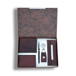 กระเป๋าสตางค์แบบ4-in-1คอมโบแบบกำหนดเองชุดของขวัญธุรกิจปากกาลูกกลิ้งโลหะเข็มขัดหนังเทียมสีน้ำตาลพรีเมี่ยมแบบกลับด้านได้สำหรับการส่งเสริมการขาย - Product Image 5