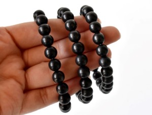 Premium Quality Black Shungite 8mm Round <b>Beaded</b> <b>Bracelet</b> Semi Precious Crystal for Meditation Fashion Jewelry At Best Price - Product Image 5