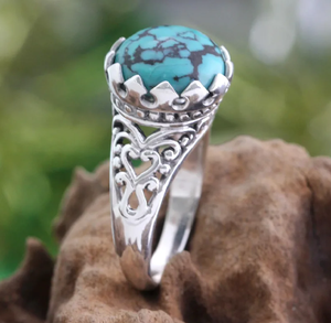 925 argent Sterling belle bague Turquoise à la main à la mode belle bague pour les femmes idées cadeaux prix de gros - Product Image 3