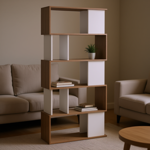 MAZE Librería Jackson en color Hickory y Blanco 80 x 175 cm KIT Móvil para TVilum Estanterías y Librerías - Product Image 3