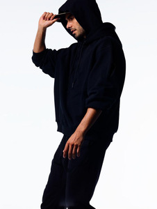 Haute qualité Logo personnalisé étiquette 500gsm poids lourd pull à capuche 100% coton épaules tombantes surdimensionné hommes Boxy à capuche - Product Image 2