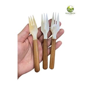 Vente en gros de couverts écologiques en nacre faits à la main, fourchette à fruits en nacre, manche incrusté rose, pique à cocktail, vaisselle - Product Image 4
