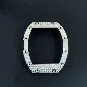 Luxira Jewels Handmade Luxury <b>Watch</b> Bezel <b>Ring</b> Stainless Steel Moissanite Gold Tone Color Square Cut Stones 40mm <b>Watch</b> Tool - Product Image 1