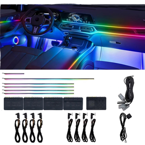 Bande de fibres optiques acryliques universelles RGB de 14 à 18 pouces pour éclairage d'ambiance, accessoire intérieur de voiture, contrôle par application, 64 couleurs, modèle F6 12V - Product Image 1
