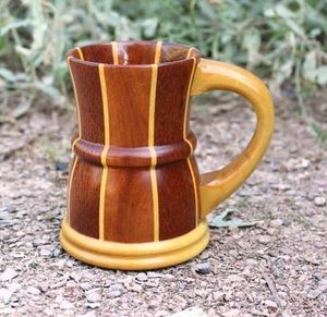TAZAS DE TÉ DE MADERA EN FORMA DE BARRIL Taza de té de madera SÓLIDA NATURAL DE GRADO SUPERIOR Taza de vino para beber té Leche Café Vino Cerveza Bebidas calientes - Product Image 3