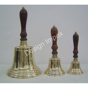 ระฆังทองเหลือง S/3มือระฆังหรูหราพร้อมที่จับไม้ขนาดเล็ก/กลาง/ใหญ่ชุดของขวัญตกแต่งคริสต์มาสสีทอง - Product Image 3