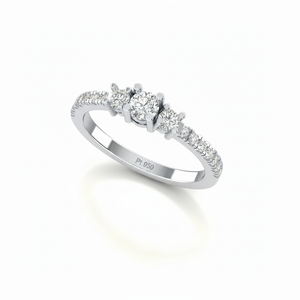 Elegant Certified Three <b>Stone</b> Round Diamond Ring For Women's - Product Image 1