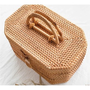 Cesta Rectangular de ratán con tapa para la colada, cesta de comida de alta calidad con asa para almacenamiento de Picnic, nueva llegada - Product Image 2