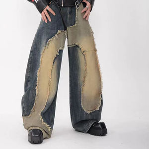 Jeans desgastados Fabricante personalizado Alta calidad 100% Algodón Jeans Hombres sueltos Vintage Washed Denim Loose Baggy Jeans - Product Image 2