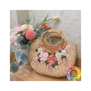 Elegante bolso de playa de algas marinas, bolso de paja duradero con práctico bolsillo interior, perfecto para escapadas costeras y uso diario - Product Image 4